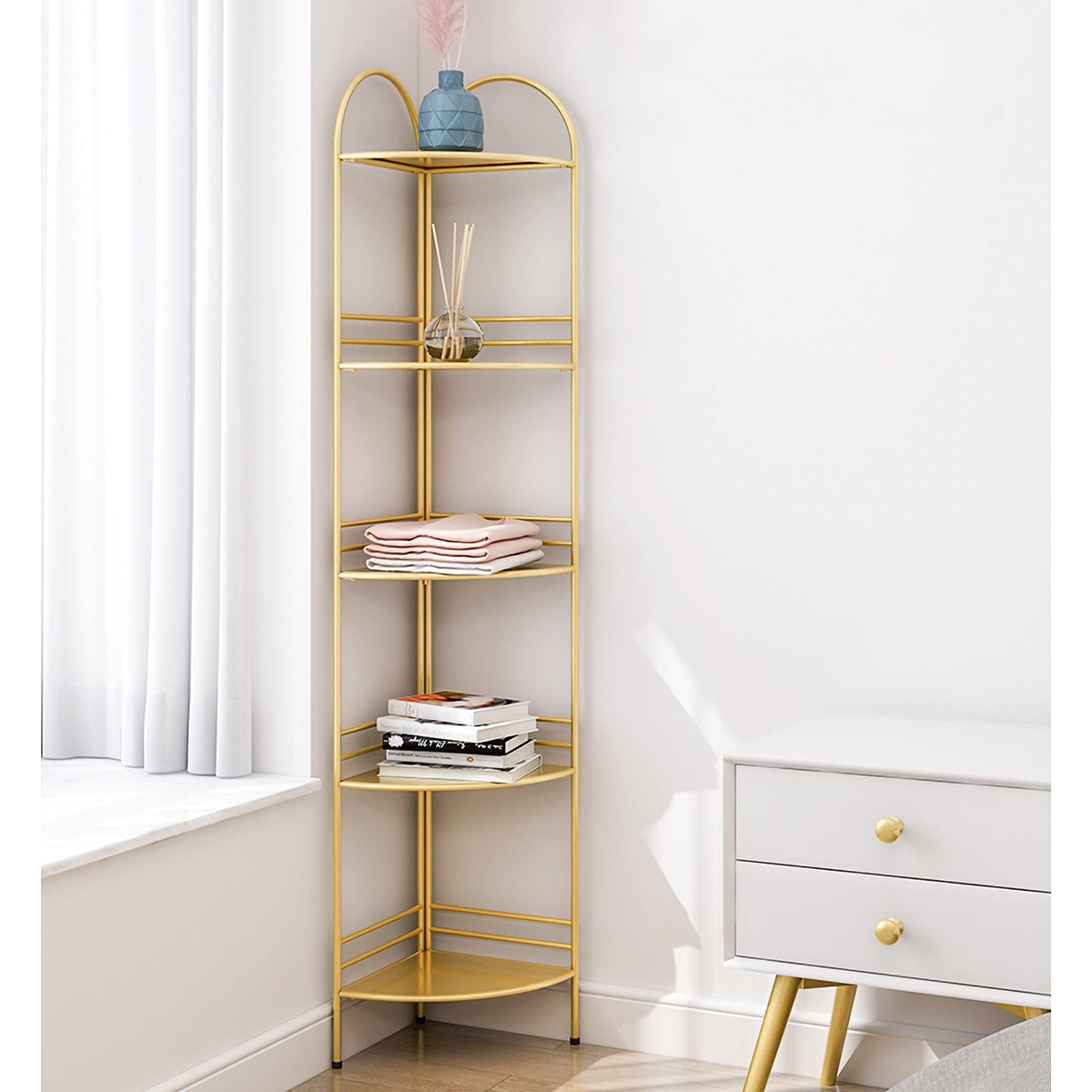 Amazon｜コーナーシェルフ 多層ブックシェルフ北欧コーナー